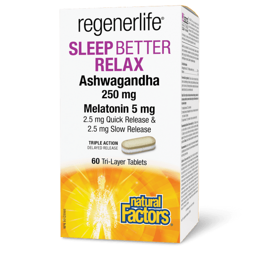 Sleep Better Relax Ashwagandha 250 mg Melatonin 5 mg   60 Tri-Layer Tablets, image-hi-res