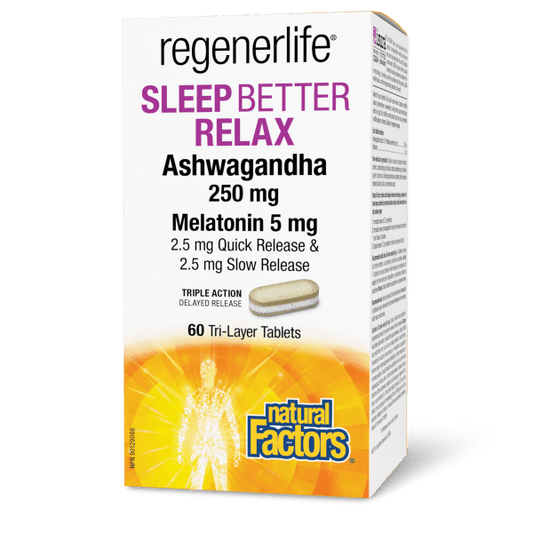 Sleep Better Relax Ashwagandha 250 mg Melatonin 5 mg   60 Tri-Layer Tablets, image-hi-res